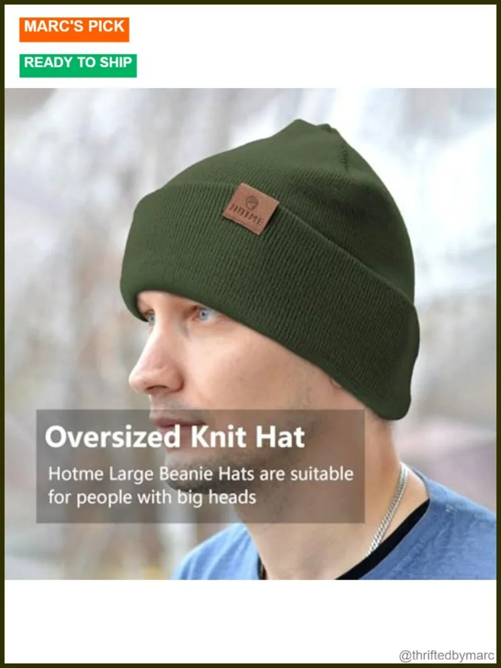 XXL Oversize Beanie Hat for Big Heads 23.6-25.6 inch Large Winter Watch Cap